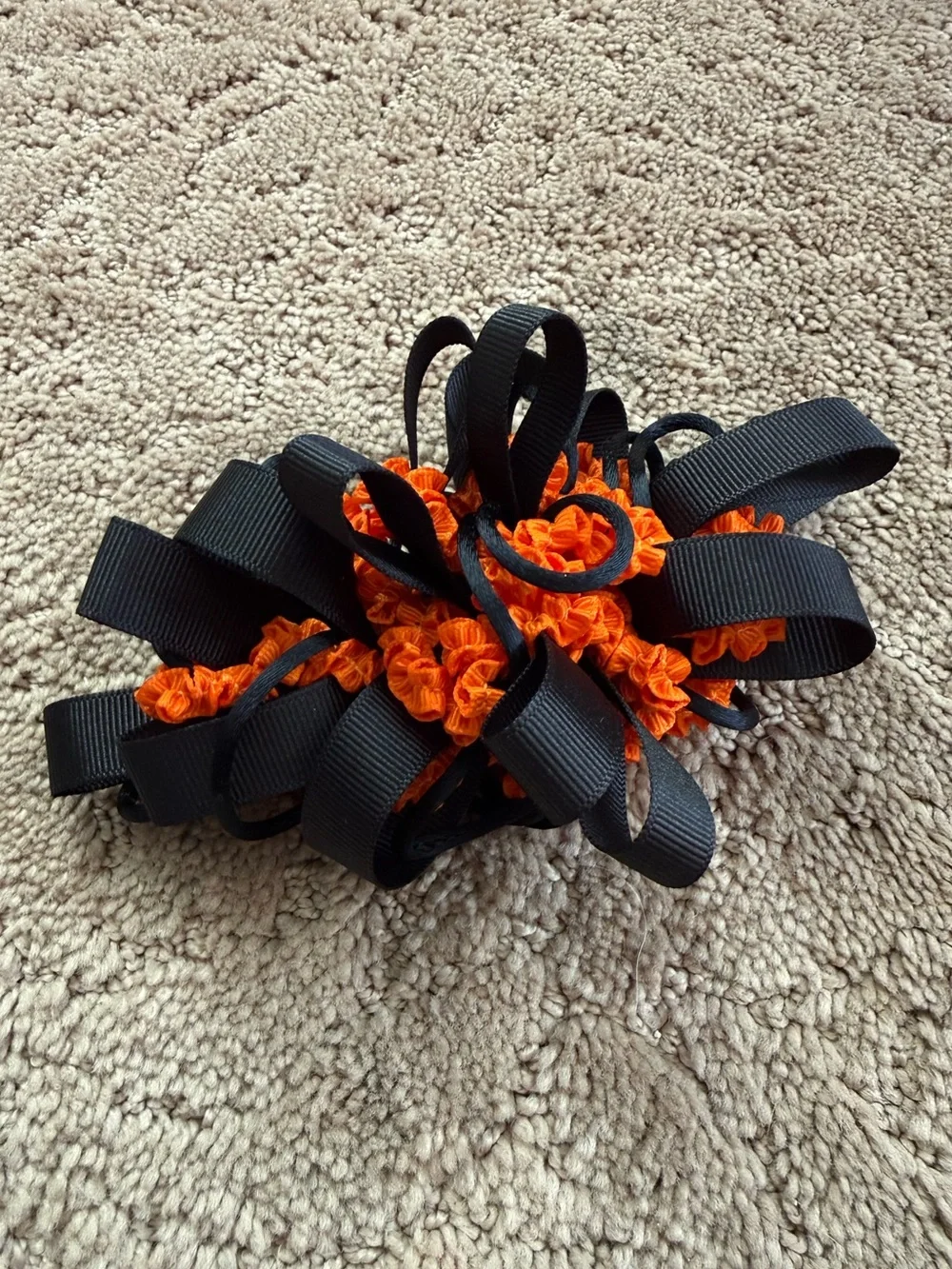 Kids Halloween Black and Orange Hair Bow